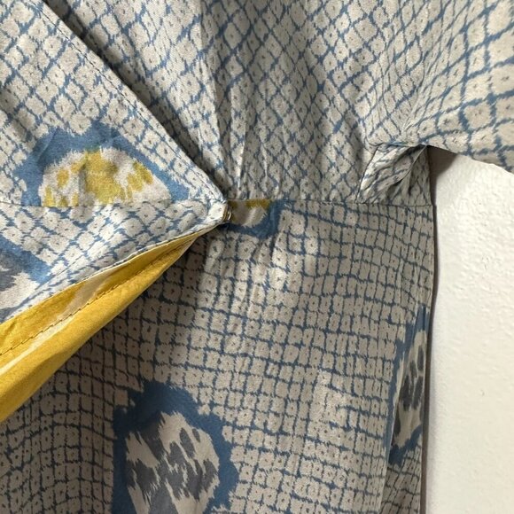 Territory Ahead Wrap Maxi Dress Womens 16 Geometric 100% Silk Gray Blue Yellow - Picture 4 of 9